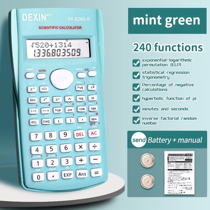 Multifunctional Scientific Calculator Student Simple Portable Big Screen Function School Office Supplies Calculator Stationery: Blue