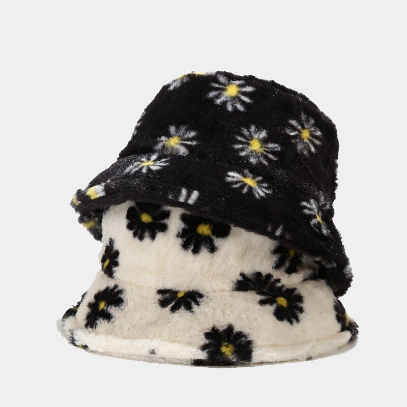 Chapeau seau à motif marguerite pour fille, Bob casquette Panama pour pêcheur, garde au pour l&#39;extérieur, automne et hiver