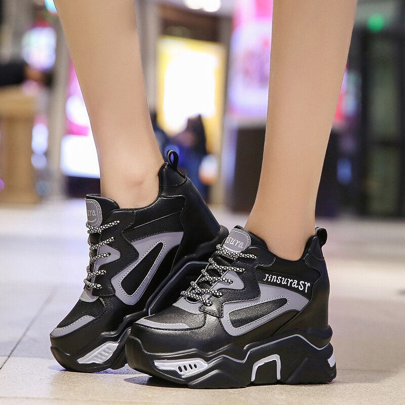 Rimocy-chaussures à base de vulcanisation pour femmes à plateforme haute pour augmenter la taille, semelle cachée, printemps chaussures femme décontractées,