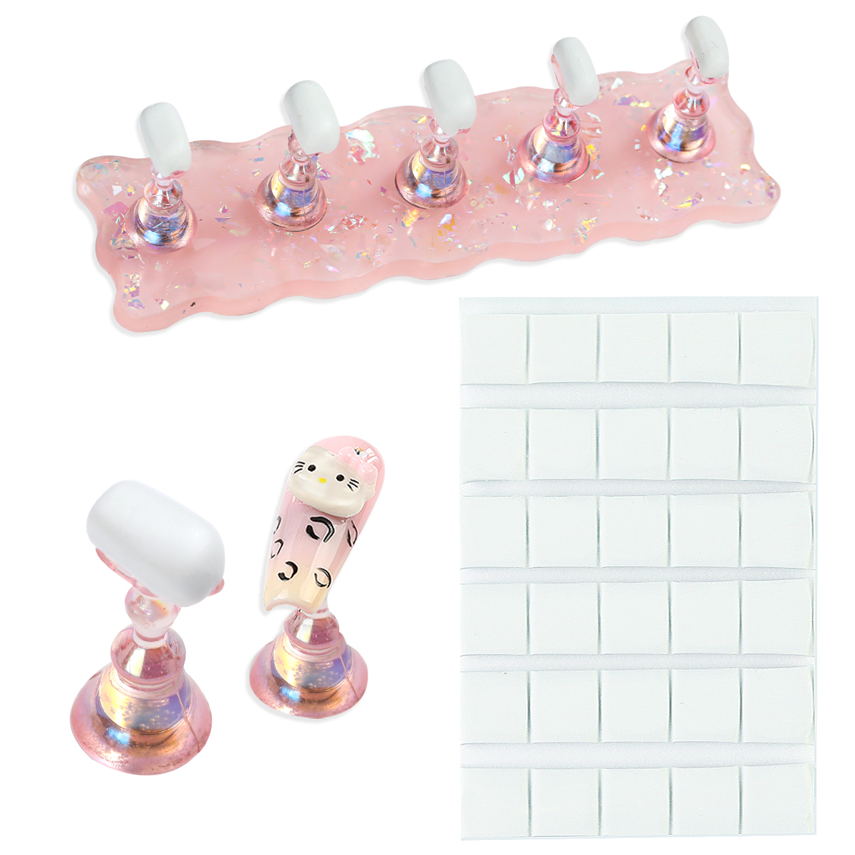 5/30 stks/set Magnetische Nagelhouder Valse Nagel Tip Oefenstandaard Kristallen Basishouder Nail Art Display Voor Kunstsalon DIY & Praktijk: Deep Blue