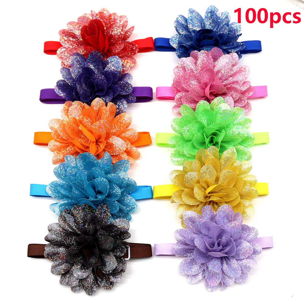 50/100pc lemmikkitarviketta koiran rusetti kukka lemmikki koira kissa rusetti solmio kevät lemmikkitarvikkeet koiratarvikkeita pienille koirille: 100 kpl