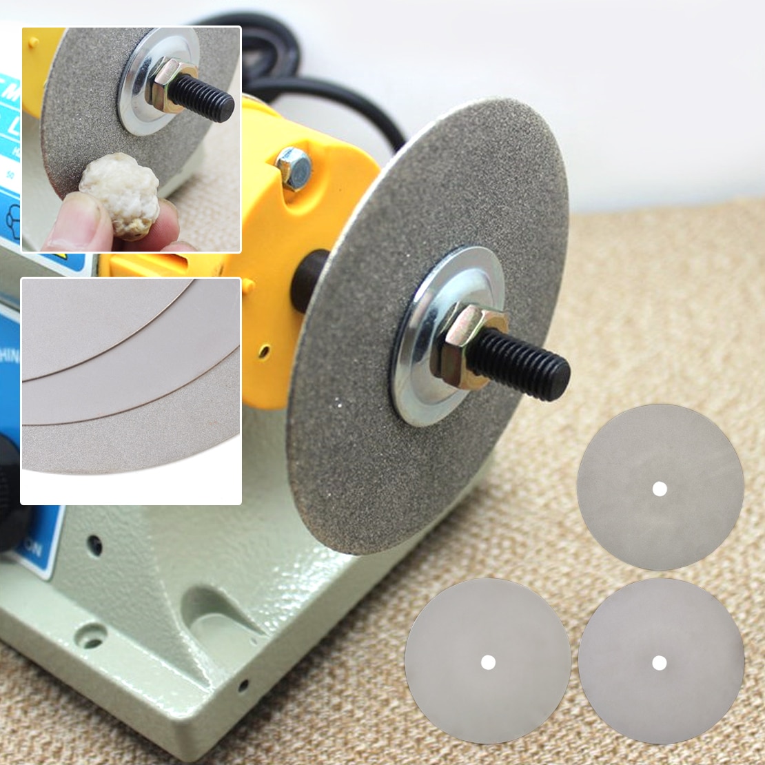 LETAOSK 6" Lapidary Grinding Polishing Wheel Disk Grit 500/1200/3000 Diamond Coated Flat Lap