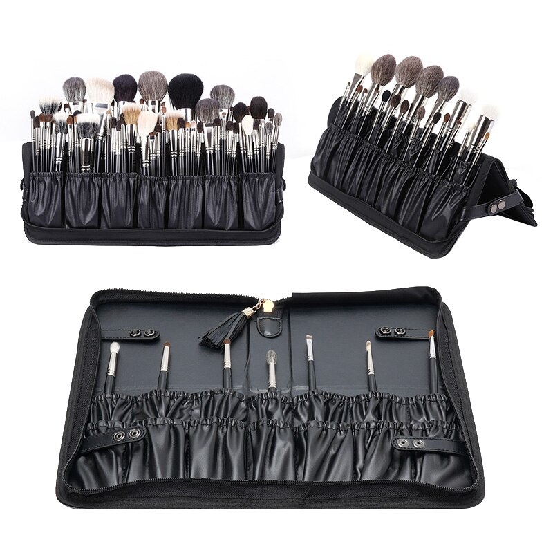 Rownyeon mærke makeup børste taske opbevaringspose dæk børste makeup værktøj folde stor kapacitet lodret lynlås makeup taske