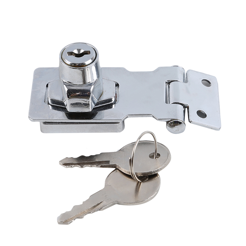 Baby Safety Locks With Keys Door Chrome Plated Metal Keyed Hasp Drawer Cabinet Latch Hasp Locks Cupboard Desk Lock