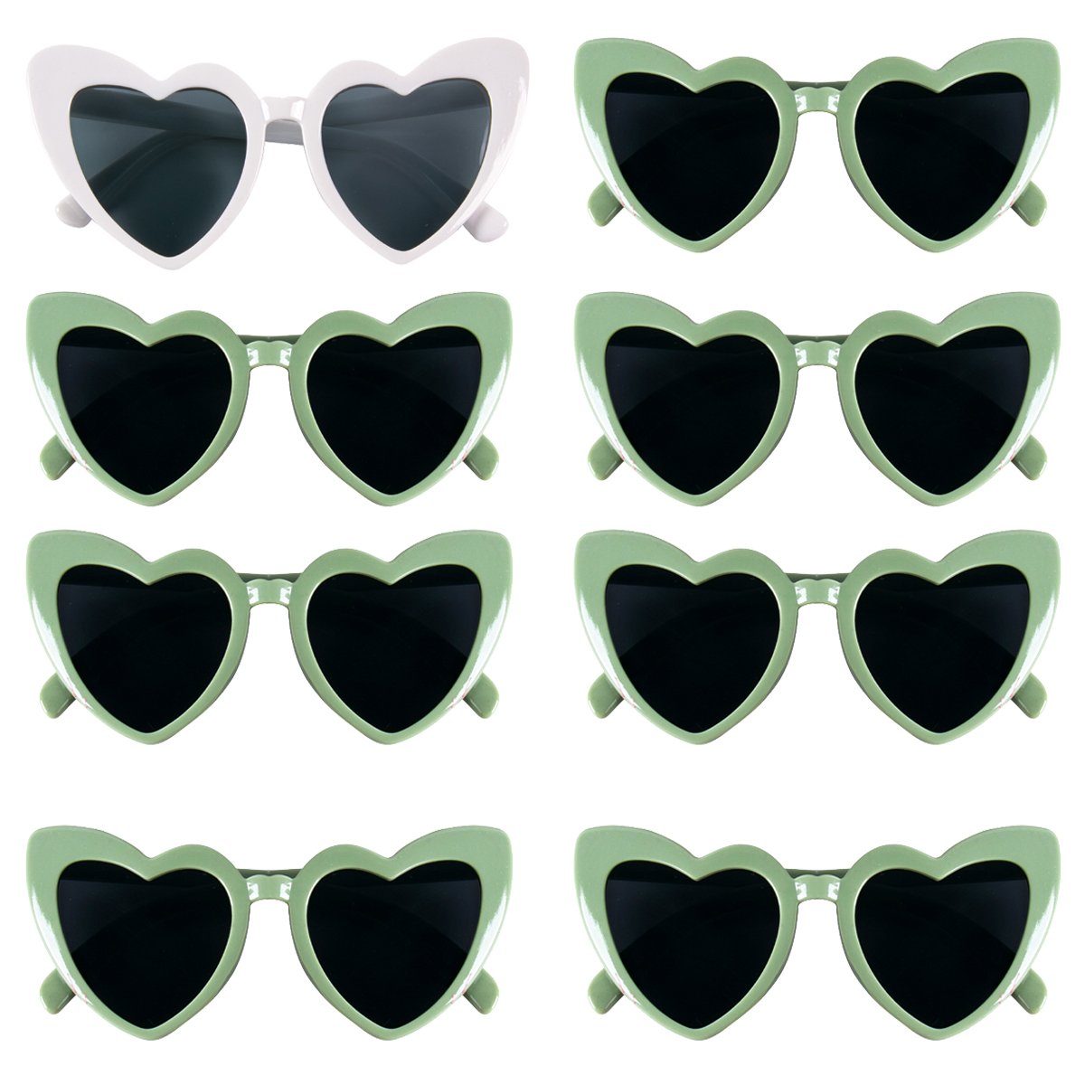 Gafas de sol de noche de gallina, gafas de sol de amor para despedida de soltera, de dama de honor, gafas con forma de corazón verde aguacate, suministros de boda para despedida de soltera: Amarillo fluorescente