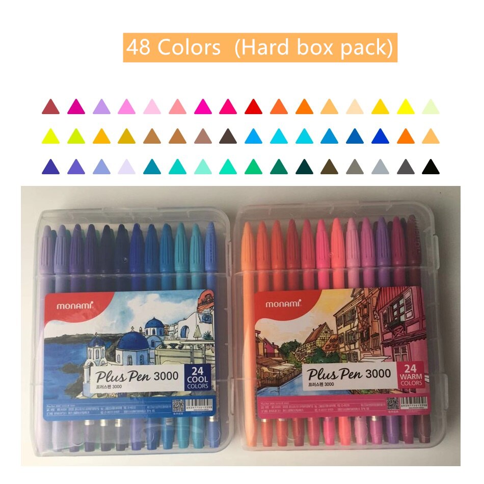 Monami gel pen sæt 12 24 36 vandfarve mikron fiber penne skrivning tegning skitsepapir kontor skole skoleartikler  a6261: 48 farvesæt