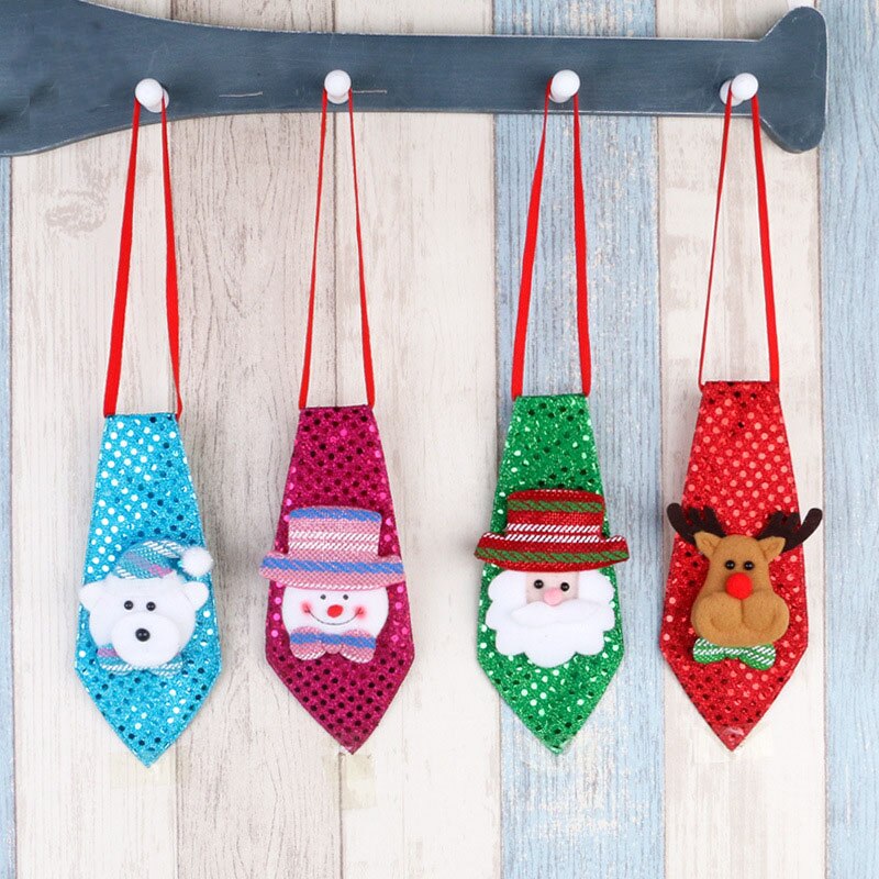 Jultomten fluga paljett slips vuxna barn dans fest dekorationer jul snögubbe älg hals klädsel hals slips