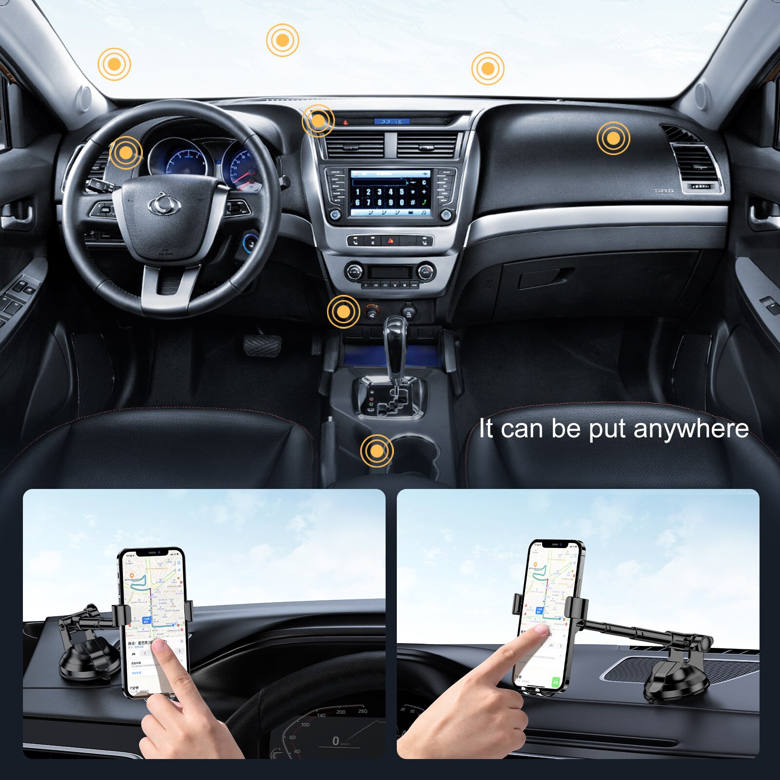 Oatsbasf Sucker Auto Telefoon Houder Zwaartekracht Mobiele Telefoon Stand Gps Telefon Voor Iphone 12 13 Pro Max Xiaomi Mobiele Telefoon houder In Auto