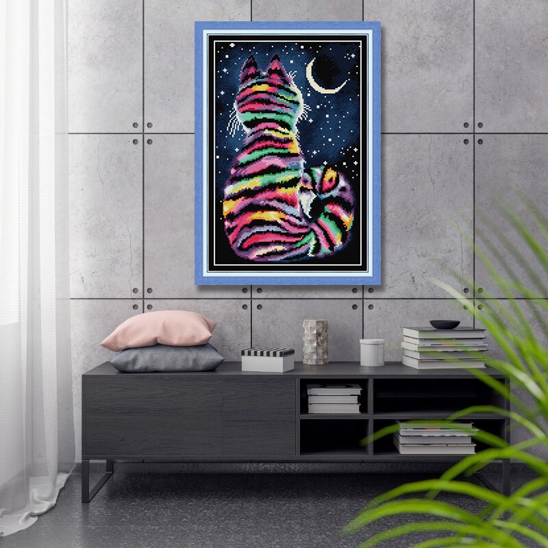 Striped Cat Counted Cross-stitch Paintings Print on Canvas 14CT 11CT Chinese Cross Stitch DMC Needlework Sets Embroidery kits