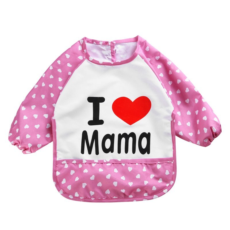 Leuke Meisjes Baby Baby Familie Lange Mouw Anti Slijtage Waterdichte Feeding Bib Schort