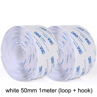 1Meter 50Mm Klittenband Strips Met Adhesive Double-Side Montage Tapes Sticky Terug Fasteners Opknoping Strips grijpende Tape: White 1Meter