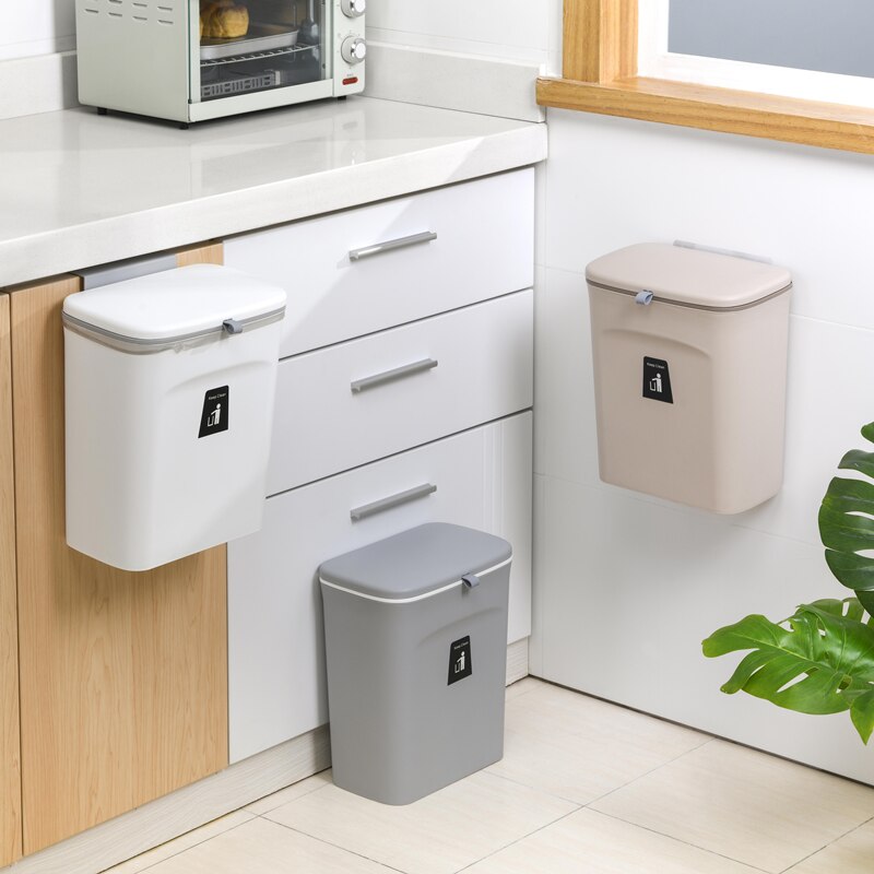 Wall Mounted Trash Can Bag Kitchen Cabinet Storage Smart Bucket Bathroom Recycling Trash Bins Trashcan Yмный дом складное ведро
