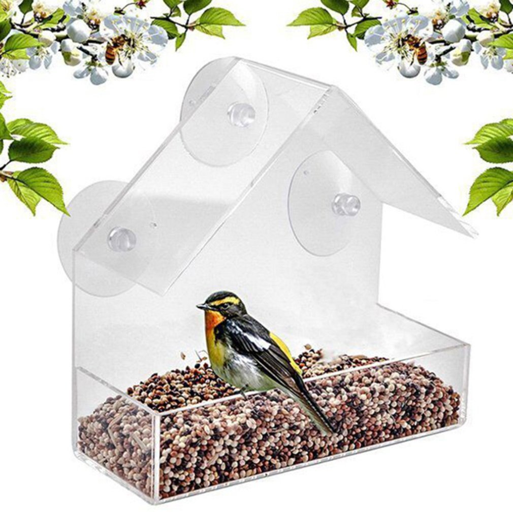 Transparent Tray Birdhouse Suction Cup Mount House Type Feeder Bird Feeder Window Viewing Bird Feeders Acrylic