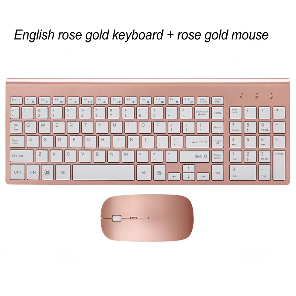 Ergonomiczny Ultra cienki niski poziom hałasu 2.4G bezprzewodowa klawiatura i mysz Combo bezprzewodowa mysz do komputera Mac Pc Windows XP/7/10 tv box z androidem: ROSE GOLD KM-US