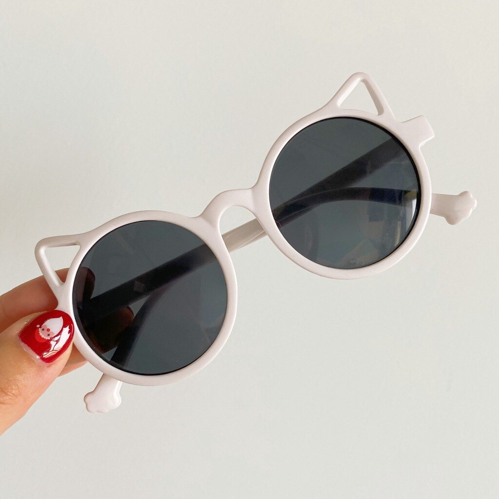 ZUEE-gafas de sol clásicas para niños y niñas, bonitas gafas de sol con dibujos de animales, alas de flores, protección para exteriores: white grey