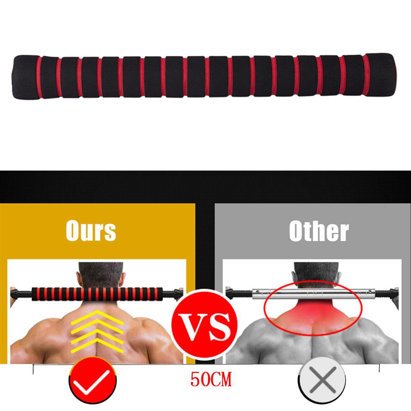 Dumbbell Extension Bar Foam Padded 1&#39;&#39; Extender Connector Converts to Barbell