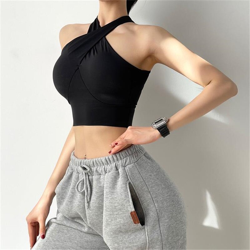 Sujetador deportivo de soporte alto para mujer, sujetador de gimnasia deportivo Bh, chaleco de Fitness con realce para Yoga, Top deportivo acolchado, ropa activa