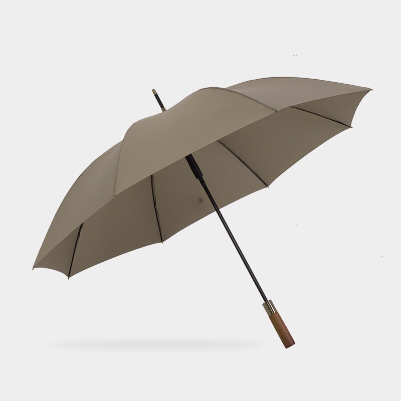 Paraguas grande para hombre, sombrilla de mango largo semiautomático, resistente al viento, de gran Anti UV, para Golf y lluvia, 120cm, 8 varillas,: Khaki