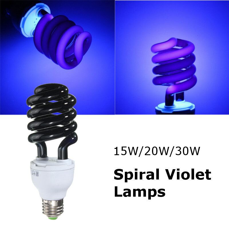 Lâmpada uv e27 15/20/30w espiral enegy economia uv ultravioleta fluorescente preto luz cfl lâmpada lâmpadas violeta 220v 300-400nm