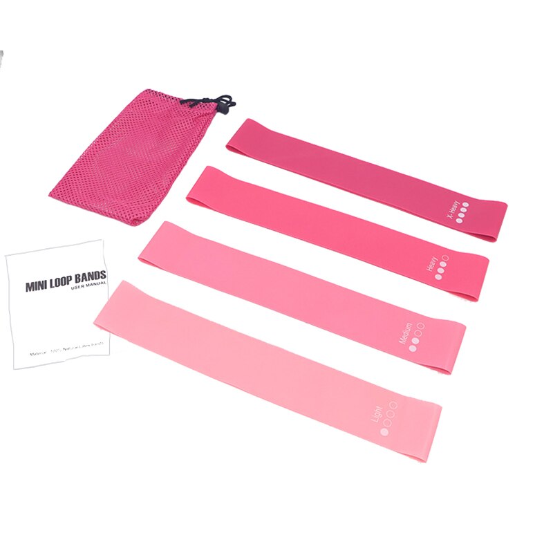 4 In 1 Roze Yoga Riemen Elastische Yoga Weerstand Band Yogic Riem Set