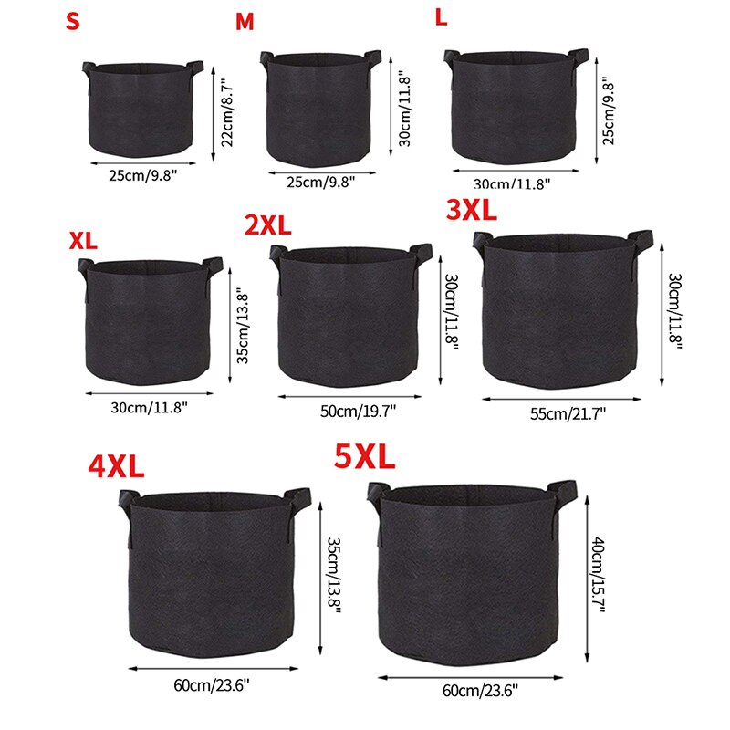 Vilt Bloempot Stof Grow Bag Tuinieren Groente Groeiende Planter Tuin Planten Pot 1/2/3/5/7/10/15/20/25/30/40/50 Gallon