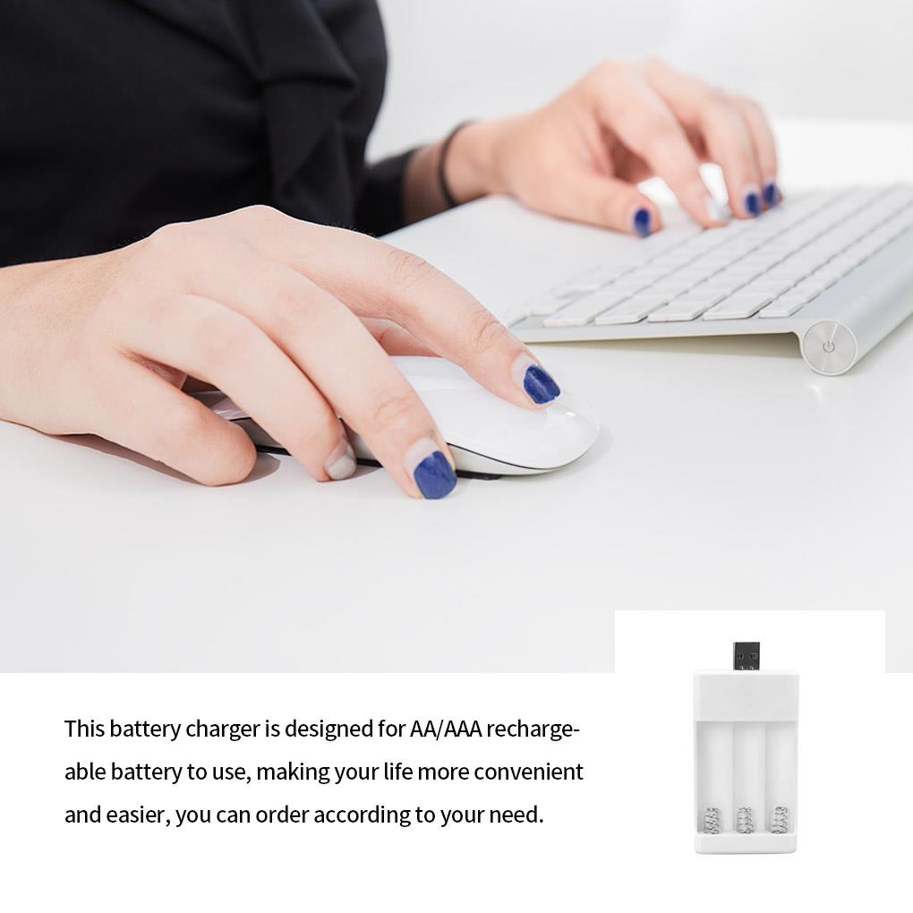 3 Slots Usb Batterij Oplader Voor Aa/Aaa Oplaadbare Batterijen Oplader Voor Afstandsbediening Microfoon Camera Digitale Muis
