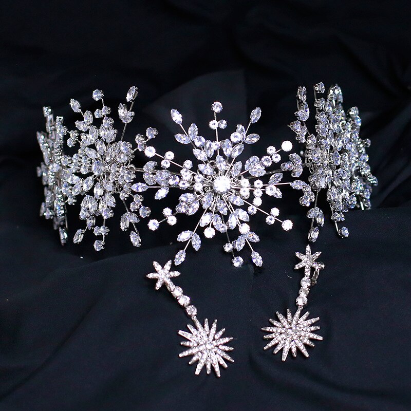 Sneeuwvlok Zirkoon Tiaras En Kronen Bruidsmeisje Bruiden Rhinestone Hoofdband Bruiloft Haaraccessoires Bruids Haar Sieraden
