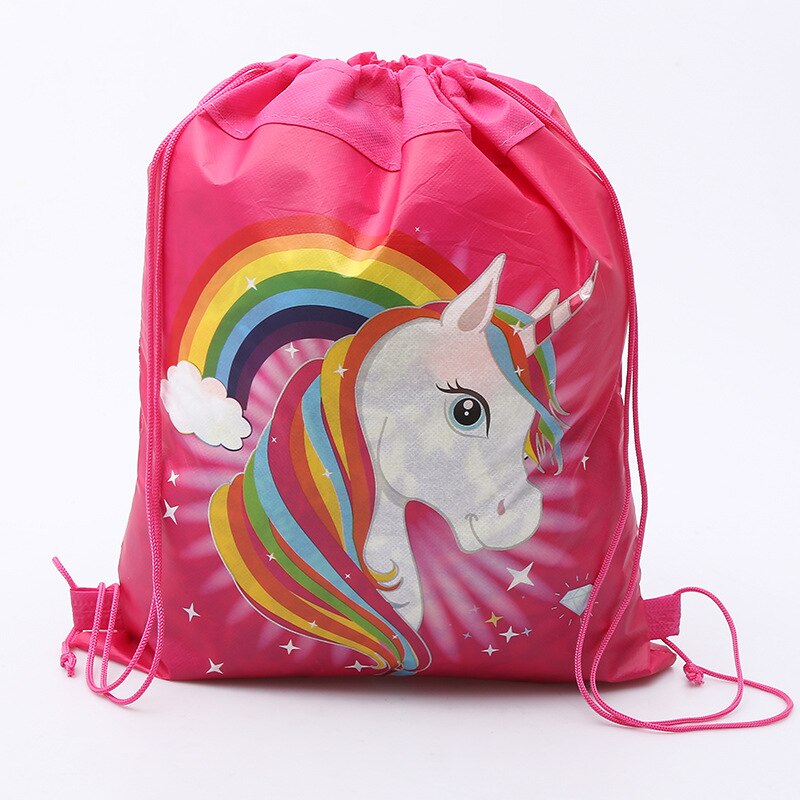 Cartoon Drawstring Bag for Girls Travel Storage Package Unicorn School Backpacks Children Birthday Party Favors Bag: Blue