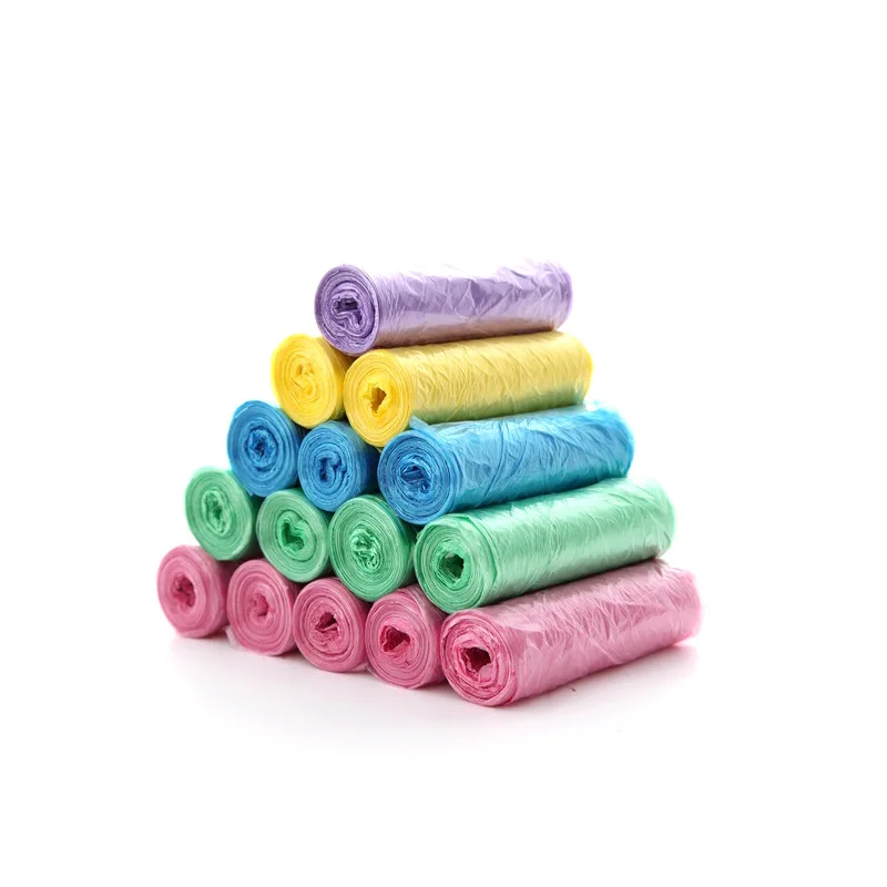 1 set van /5 rollen vuilniszakken met opbergdispenser, huishoudelijke wegwerp keukenafvalzakken, 15 stuks/rol, pe met trekkoord