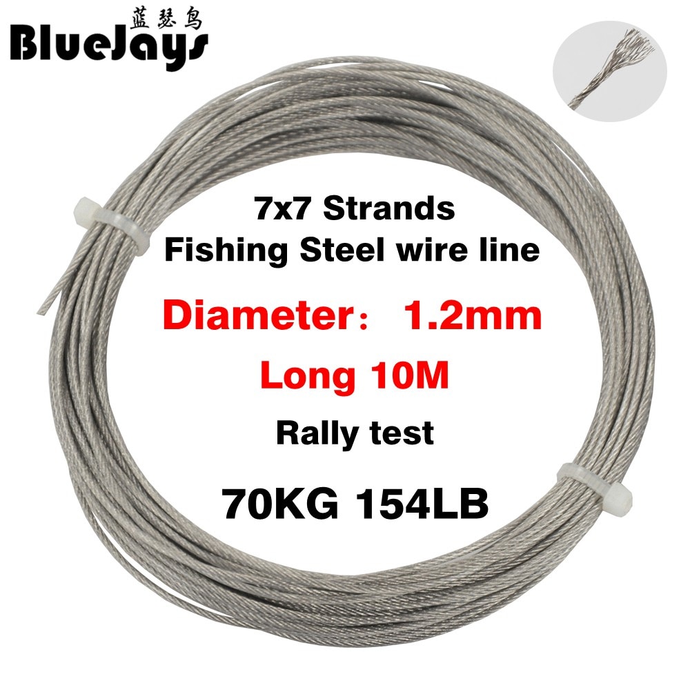 10M 70LB-368LB fishing steel wire line 7x7 strands Trace Coating Wire Leader Coating Jigging Wire Lead Fish Jigging Line 0.8-2mm: Diameter 1.2mm