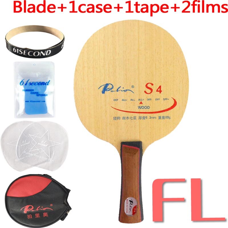 Palio S4 (S-4, S 4), raqueta de tenis de mesa de madera para raqueta de ping-pong: FL with YM case