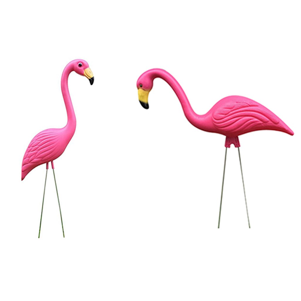 1 Pair Lifelike Pink Flamingo Yard Garden Lawn Art Ornament Decor Statues