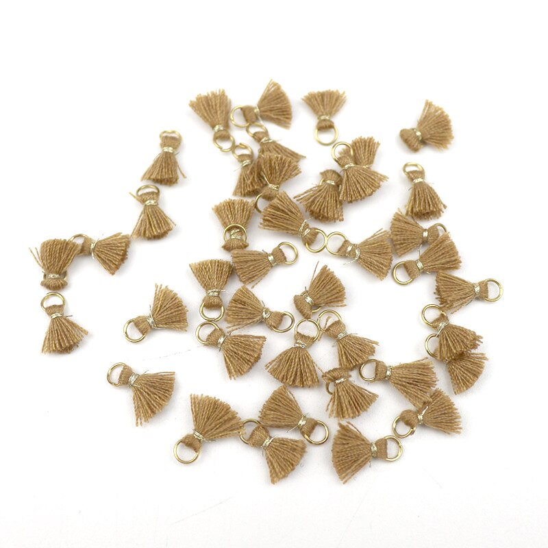 20Pcs 1 Cm Katoenen Draad Mini Kwastje Trim Hanger Diy Craft Materialen Sieraden Oorbellen Ornamenten Opknoping Ring Kleine Fringe trim: Brown tassels