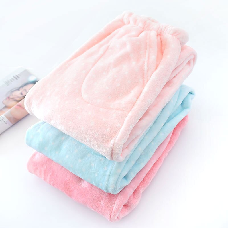 Pantalones de dormir de lunares para mujer, ropa de dormir de franela, holgada, gruesa y acogedora, con bolsillos adorables para estudiantes, combina con todo, Popular