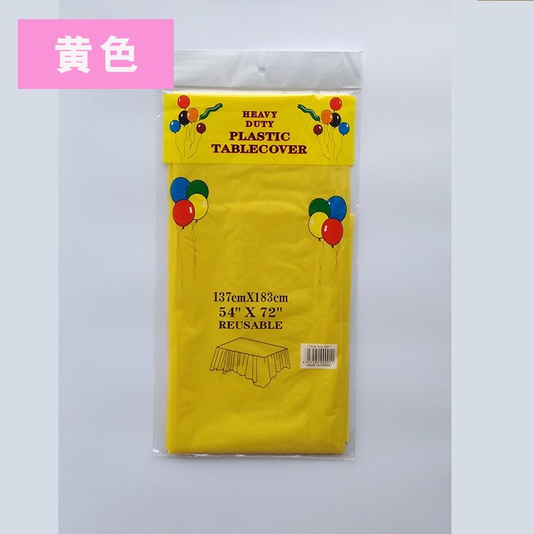10pcs Disposable tablecloth party tablecloth PE waterproof plastic birthday dessert table plain color banquet tablecloth: yellow