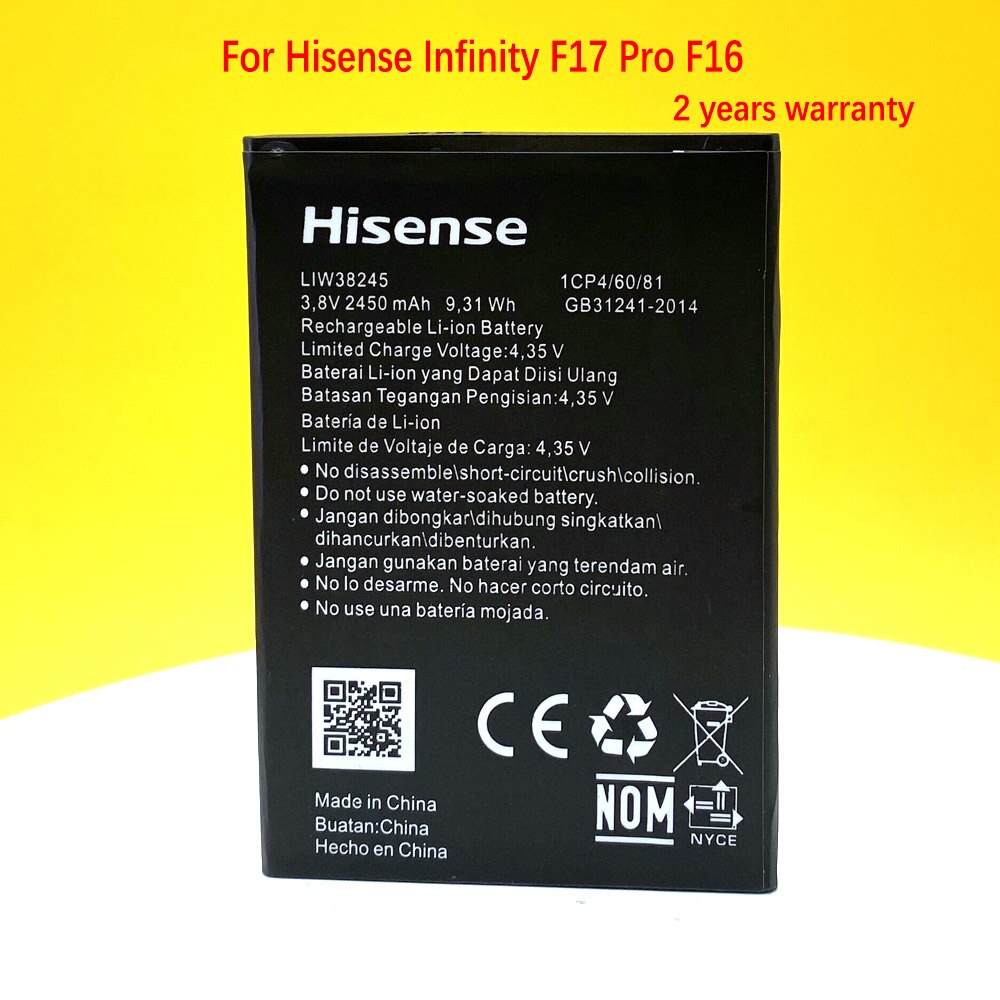 Batterie LIW38245 2450mAh pour smartphone Hisense Infinity F17 Pro F16, de , originale, nouveauté