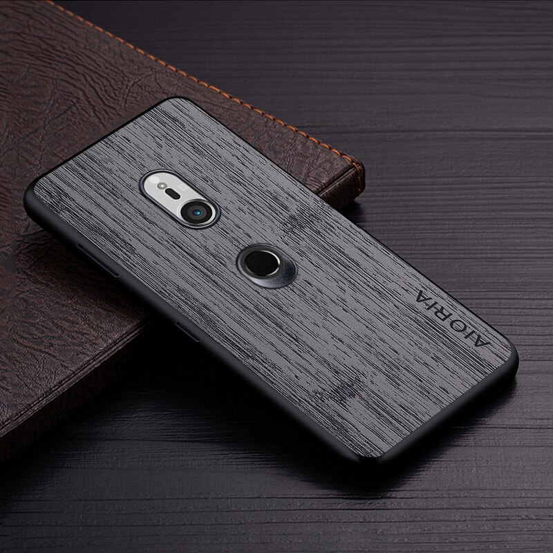 Case Voor Sony Xperia XZ3 Funda Bamboe Hout Patroon Lederen Skin Telefoon Cover Luxe Coque Voor Sony Xperia Xz3 Case capa: Dark Gray