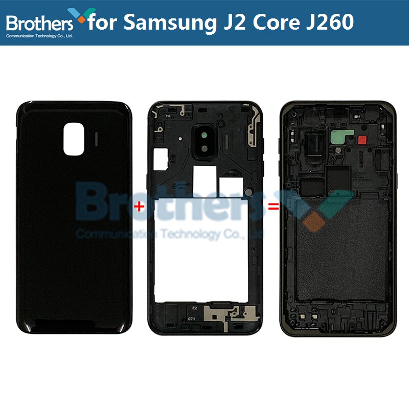 Volledige Behuizing voor Samsung Galaxy J2 Core J260 Midden Frame met Camera Lens Knoppen voor Samsung J260F J260G Back Case behuizing Top: Frame and Back Cover