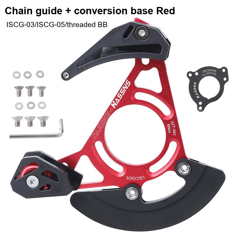 HASSNS mtb kettinggeleider ISCG05 03 BB Mount Fietsketting guard protector Fiets Enkel Kettingblad 32 T 34 T 36 T 38 T Tandwiel Plaat: Black