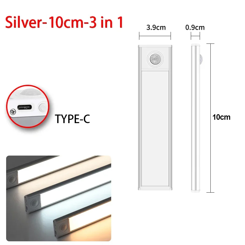 3-in-1 LED-verlichting onder kast Bewegingssensor Nachtlampje Ultradunne oplaadbare led-lamp Kast Keukenkast Binnenverlichting: Rose Rood