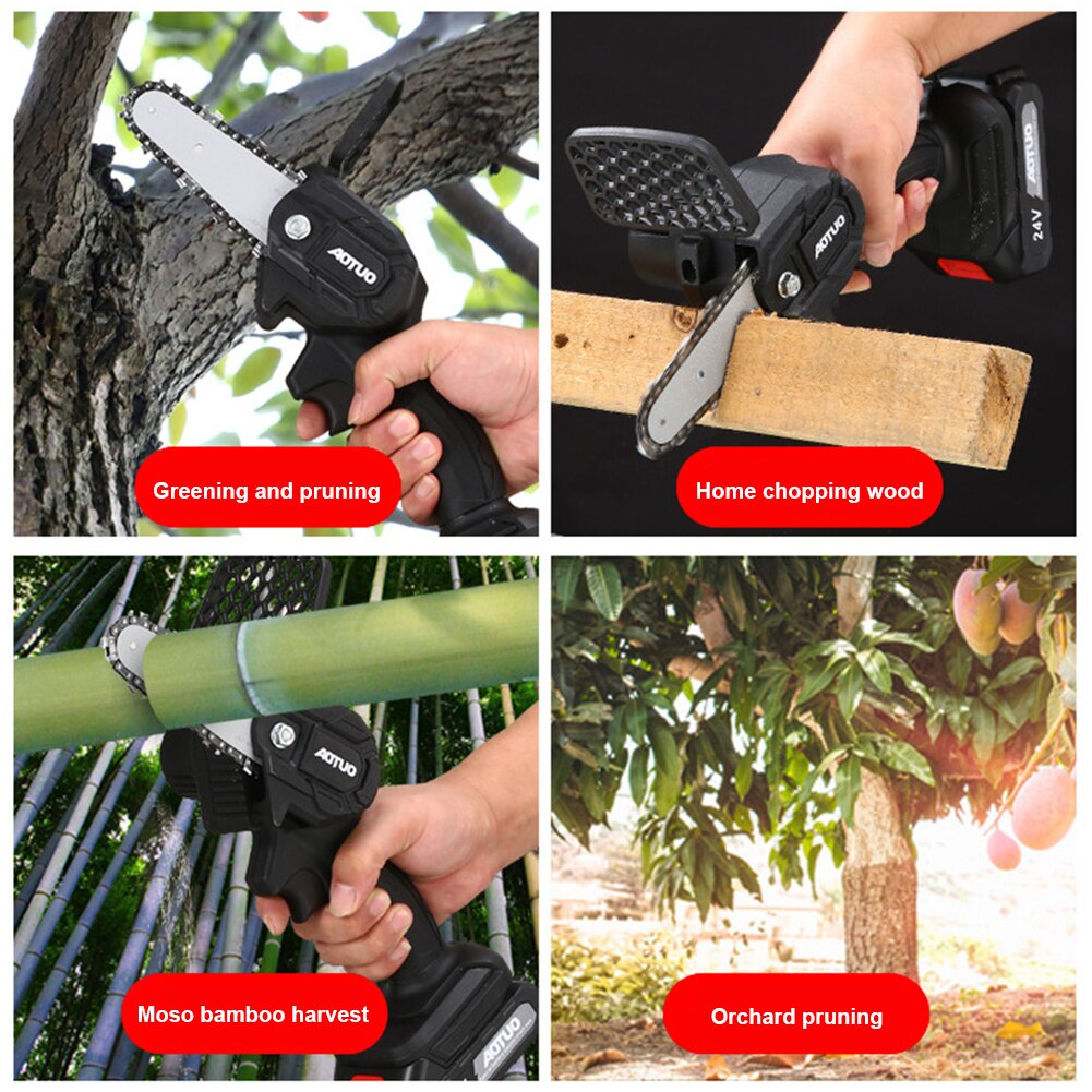 550W Chainsaw Rechargeable Chainsaw Small Handheld Chainsaw Woodworking Pruning Saw One-handed Saw Wood Garden Tool