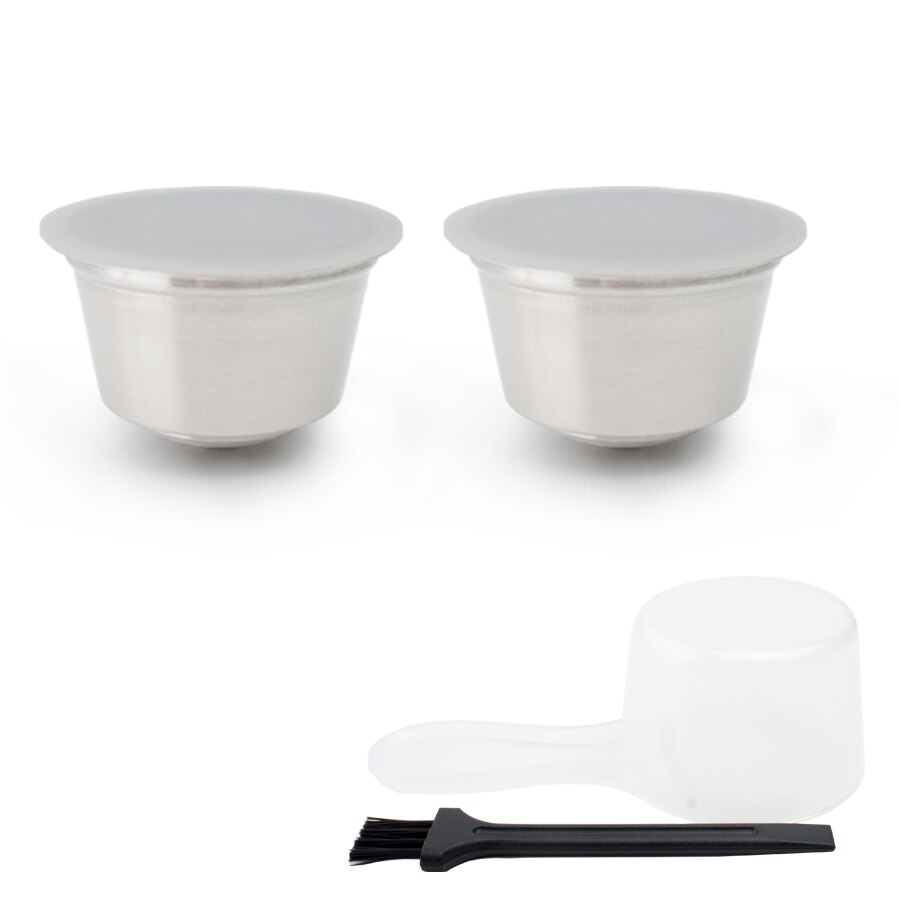 Herbruikbare Capsule Pod Fit Voor Dolce Gusto Koffie Machine Kleur Wit/Metalen Rvs Capsule Cup: 2 pod