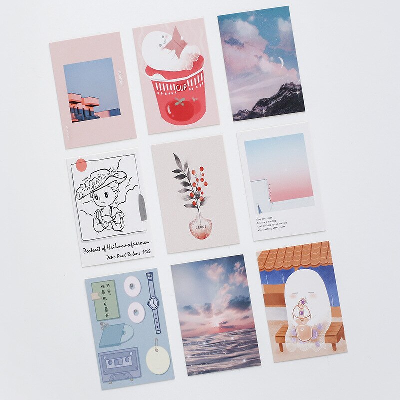 Lomo-Juego de 28 hojas de tarjetas postales de estrellas, Mini Mensaje de cielo estrellado, de navidad