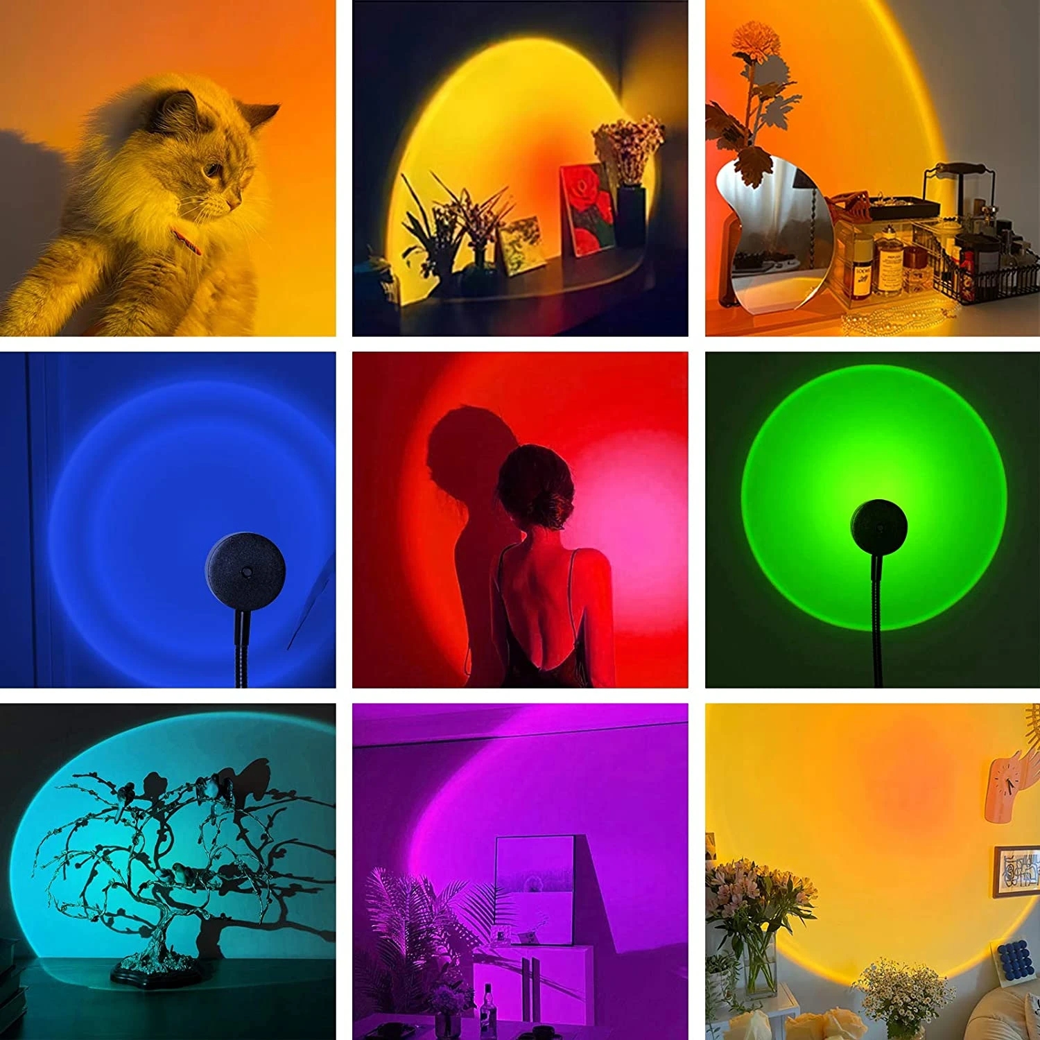 USB Sunset Light Telefono cellulare Autofotografia Luce LED Arcobaleno Neon Luce notturna Proiettore Fotografia Parete Atmosfera Luce