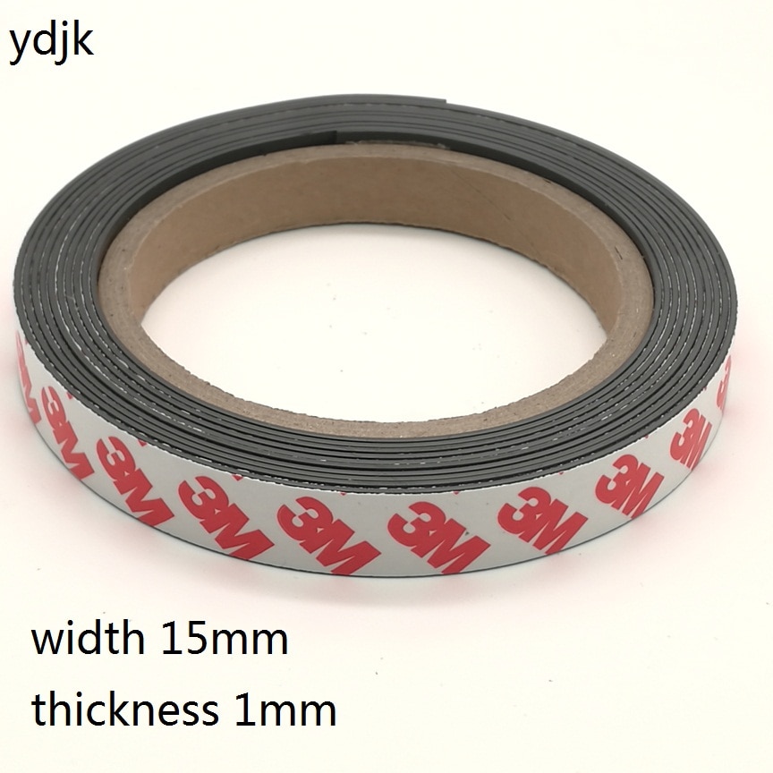 10 meters/partij Anisotrope Rubber Magneet 15*1mm zelfklevende Flexibele Magnetische Strip Tape breedte 15mm dikte 1mm 15x1mm
