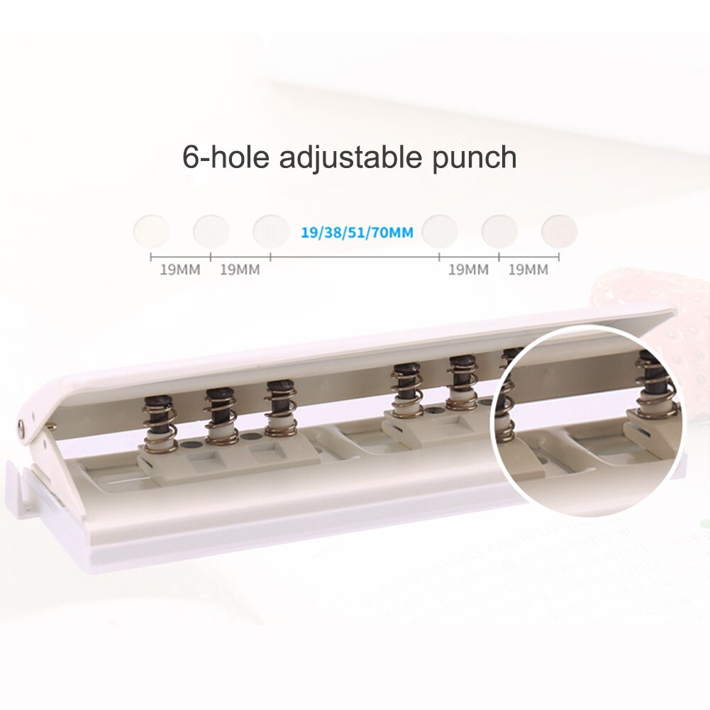 1PC 6 Holes Adjustable Stapler Loose-Leaf Standard Puncher Paper Home Office Binding Supplies Student Stationery Equipment