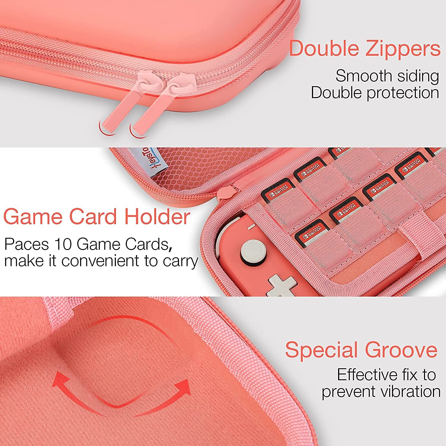 Heystop väska kompatibel med nintendo switch lite, bärbar nintendo switch lite väska för switch lite med förvaring