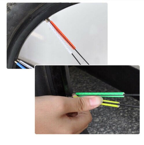 Kit de llanta de rueda de bicicleta reflectante, luz reflectante, rueda de cinta reflectante para radio, soporte de tubo de bicicleta de montaña y carretera, advertencia de seguridad con Clip, 12 Uds.