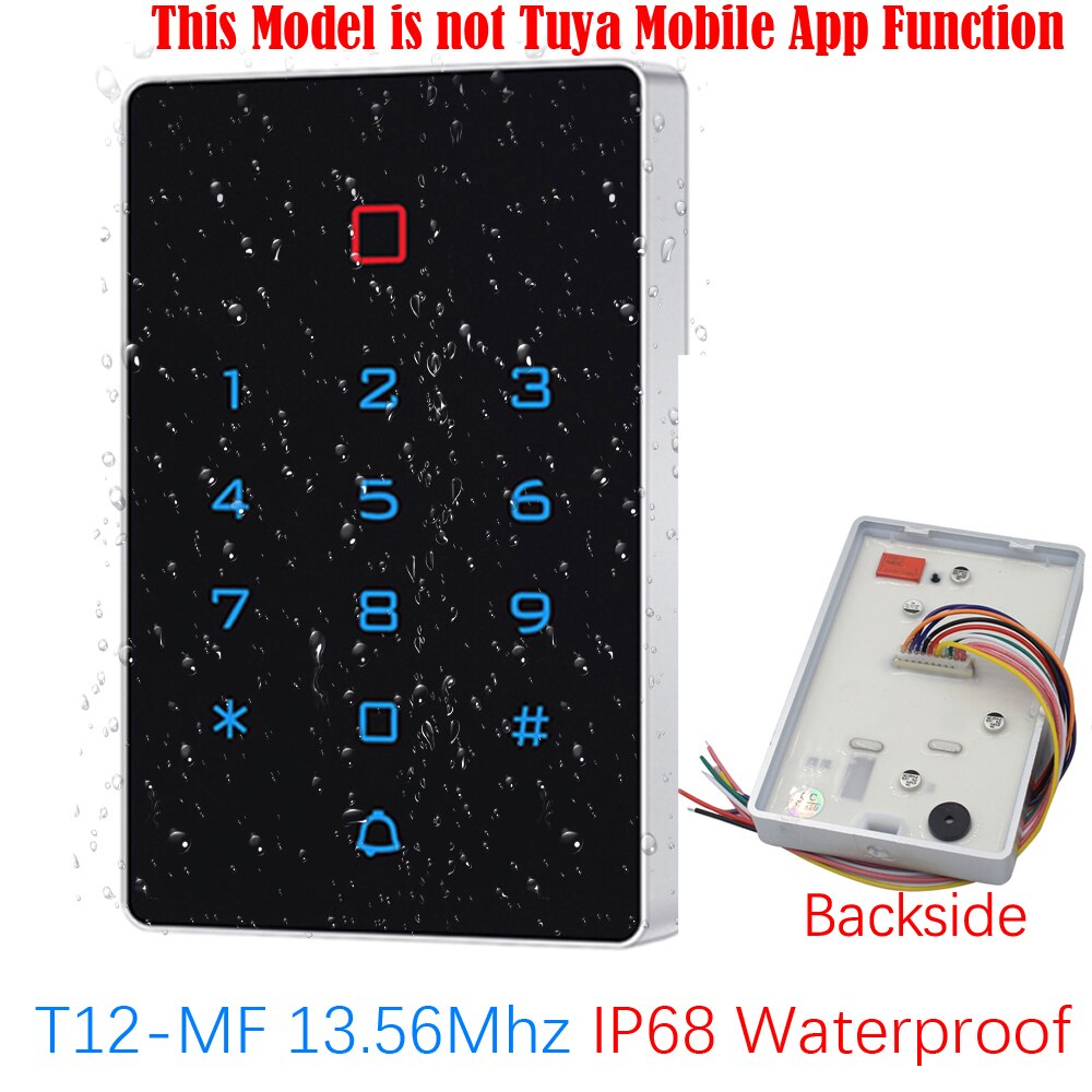 Tuya App Wifi Access Control Keypad 125khz 13.6Mhz RFID Card Access Controller wiegand 26 2000 User IP67 Waterproof: T12MF-W 13.56Mhz