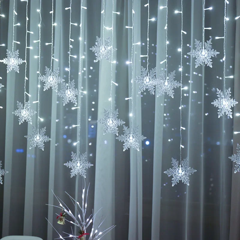 3,5 m Weihnachten Schneeflocke führte Lichterketten blinkende Lichterketten Vorhang Lichter Phantasie Party Neujahr Dekoration